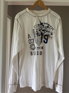 Counter Intelligence White Long-Sleeve Graphic Henley Shirt